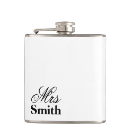 Frau Personalized Name White Black Flachmann