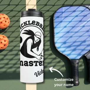 Frau Pickleball Meister Spielerin Benutzerdefinier Thermosbecher