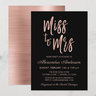 Frau Pink Rose Gold Hens Party Einladung