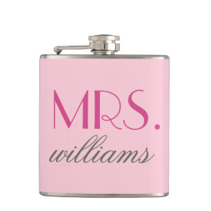 Frau Pink Schrift Hochzeit Benutzerdefinierter Nac Flachmann