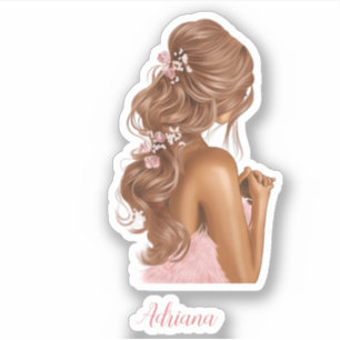 Frau Pink Stilvoll Moderner Individuelle Name Aufkleber