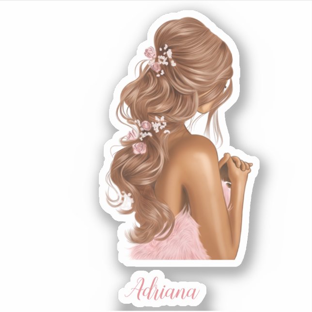 Frau Pink Stilvoll Moderner Individuelle Name Aufkleber (Vorderseite)