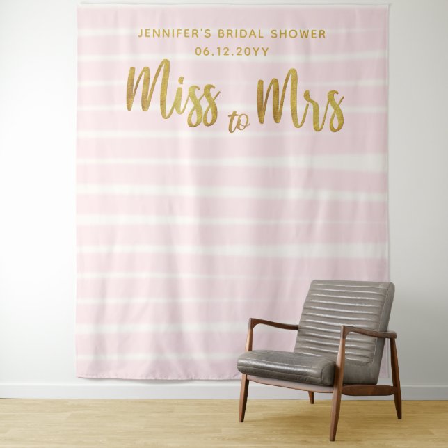 Frau Pink Stripes Boho Chic Bridal Hintergrund Wandteppich (Beispiel)