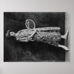 Frau Posing mit Tennis Racket Fotografie Poster