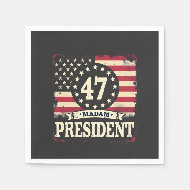Frau Präsidentin, amerikanische Flagge 47 Harris W Serviette (Vorderseite)