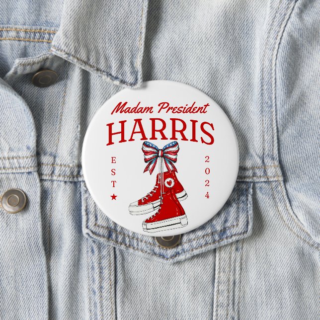 Frau Präsidentin Harris 2024 Sneaker Meme Button (Beispiel)