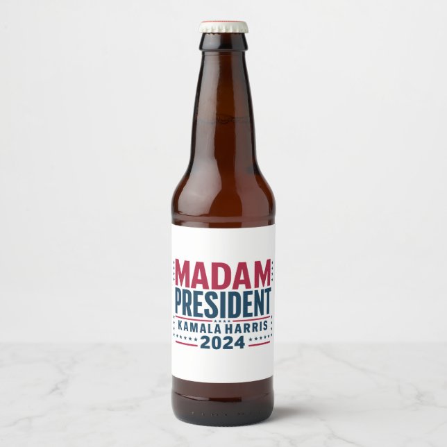 Frau Präsidentin Kamala Harris 2024 Abstimmung Dem Bierflaschenetikett (Vorderseite)