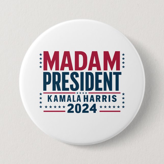 Frau Präsidentin Kamala Harris 2024 Abstimmung Dem Button (Vorderseite)