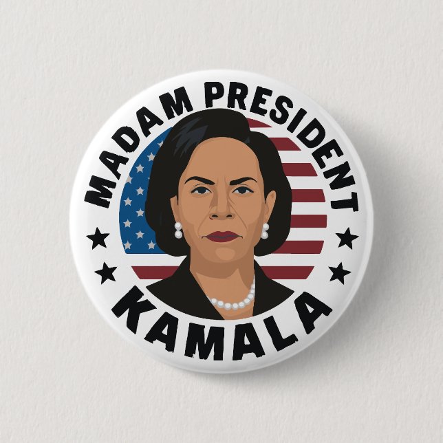 Frau Präsidentin Kamala Harris Button (Vorderseite)