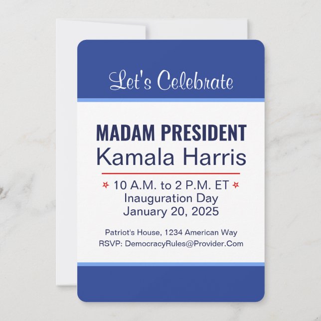 Frau Präsidentin Kamala Harris Einweihung Einladung (Rückseite)
