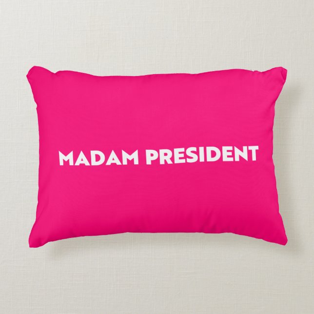 Frau Präsidentin! Moderne Typografie heiß rosa Dekokissen (Vorderseite)
