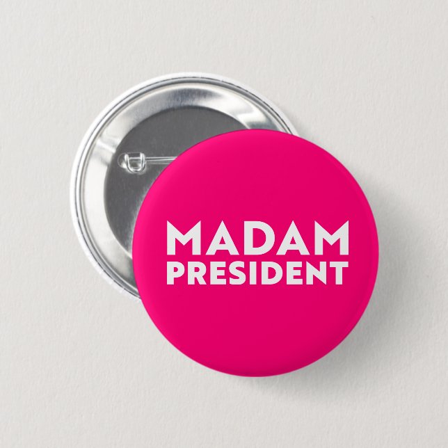 Frau Präsidentin! Moderne Typografie weiß heiß ros Button (Vorne & Hinten)