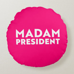 Frau Präsidentin! Moderne Typografie weiß heiß ros Rundes Kissen