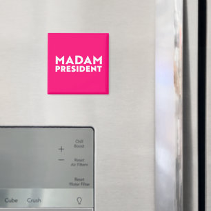 Frau Präsidentin moderne Typografie weiß hellrosa Magnet