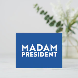 Frau Präsidentin, moderne Typografie weiß und blau Postkarte