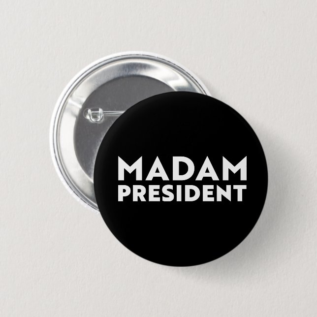Frau Präsidentin, moderne Typografie weiß und schw Button (Vorne & Hinten)