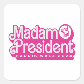 Frau Präsidentin (und Tim) Kamala Harris & Tim Wal Quadratischer Aufkleber