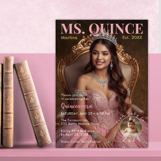 Frau Quince Elegant Pink Fünfzehnte Feier Einladung