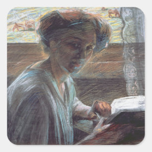 Frau Reading, 1909 (Öl auf Leinwand) Quadratischer Aufkleber