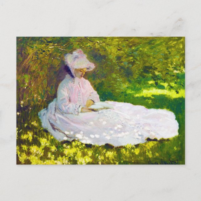 Frau Reading Claude Monet Postkarte (Vorderseite)