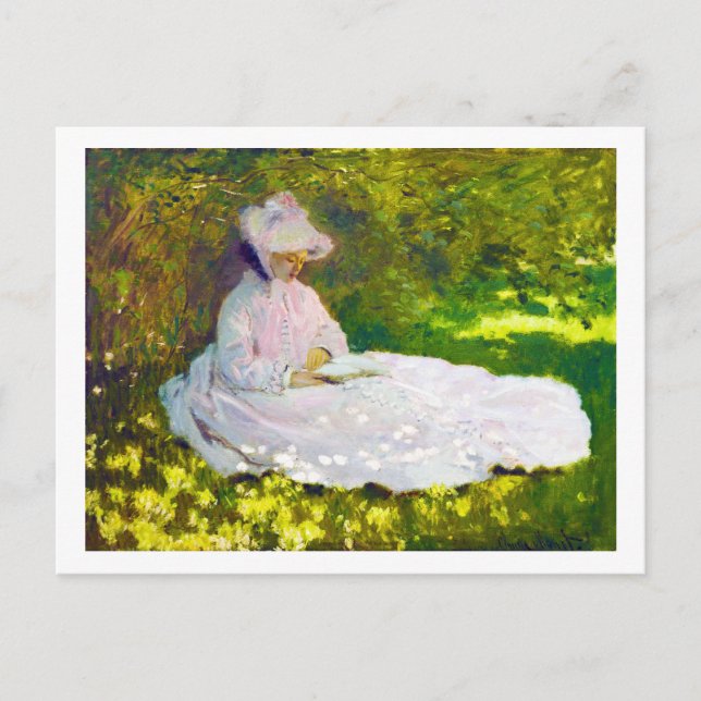 Frau Reading Claude Monet Postkarte (Vorderseite)