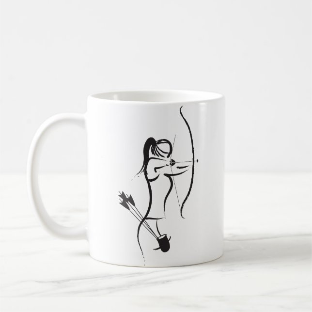 Frau Recurve Bogenschützen Kaffeetasse (Links)