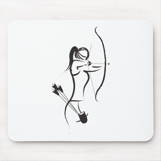 Frau Recurve Bogenschützen Mousepad (Vorne)