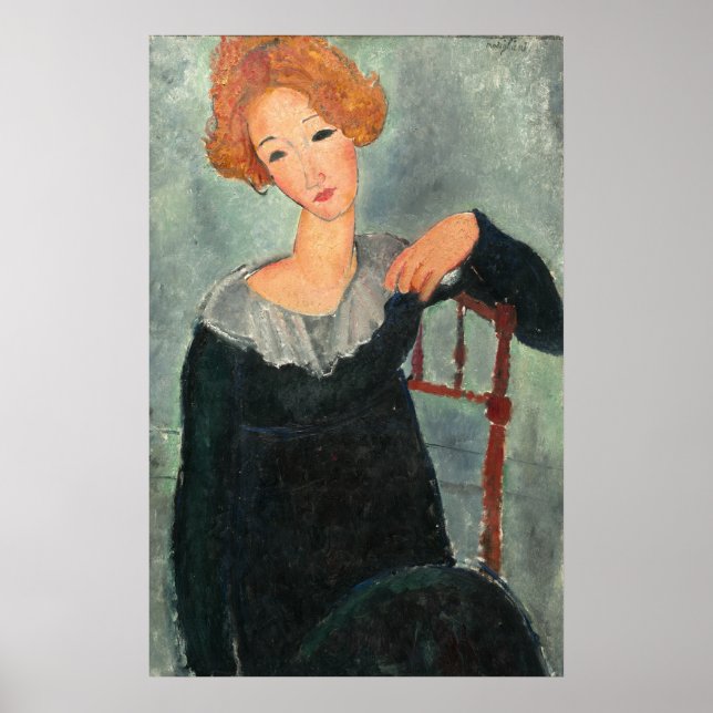 Frau Red Hair - Amedeo Modigliani Kunstposter Poster (Vorne)