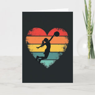 Frau Retro-Basketball Herz Karte