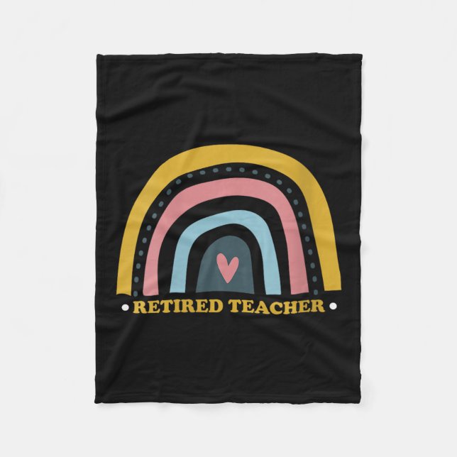 Frau Retro-Regenbogen-Nachwuchslehrerin mit Herzen Fleecedecke (Vorderseite)