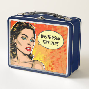 Frau Retro-Stil anpassbar Metall Brotdose