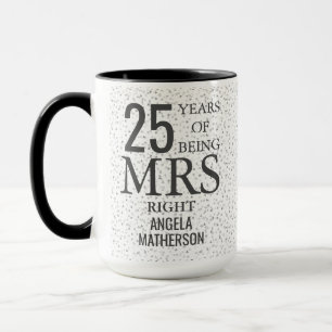 Frau Right Fun 25-jähriges Jubiläum Silver Hearts Tasse