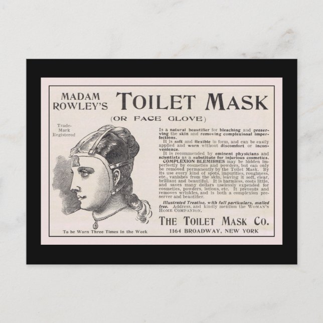 Frau Rowleys Werbung für die Toilettenmaske Postkarte (Vorderseite)