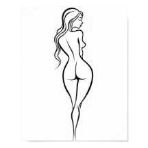 Frau Rückansicht Minimalistische Linienkunst Skizz