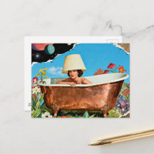 Frau rustikale Kupferbadewanne Blumen Collage