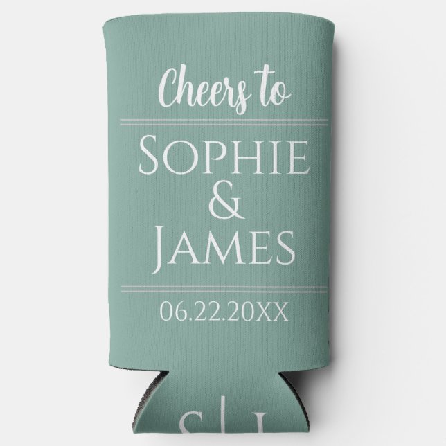 Frau Sage Green Gastgeschenk Hochzeit Selters Dosenkühler (Vorderseite)