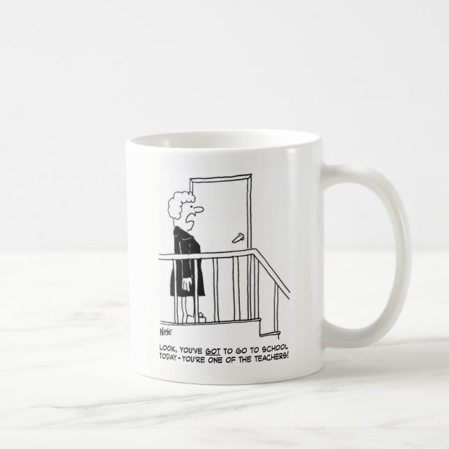 Frau sagt: "Du hast got, zur Schule zu gehen." Kaffeetasse (Rechts)