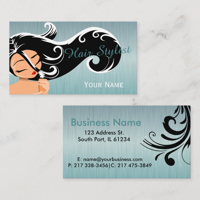 Frau Salon Hair Stylist Visitenkarte (Vorne/Hinten)