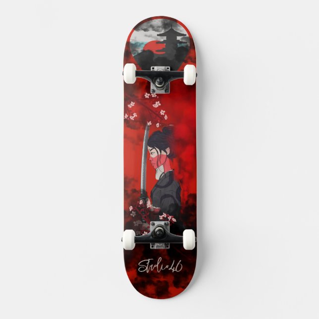Frau Samurai Skateboard (Vorderseite)