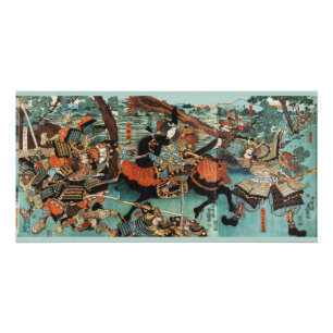 FRAU SAMURAI TOMOE GOZEN HORSEBACK IM KAMPF POSTER
