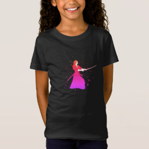 Frau Samurai Warrior mit Schwert T-Shirt