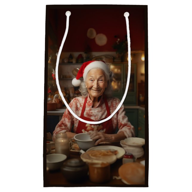 Frau Santa Baking Cake Kleine Geschenktüte (Vorderseite)