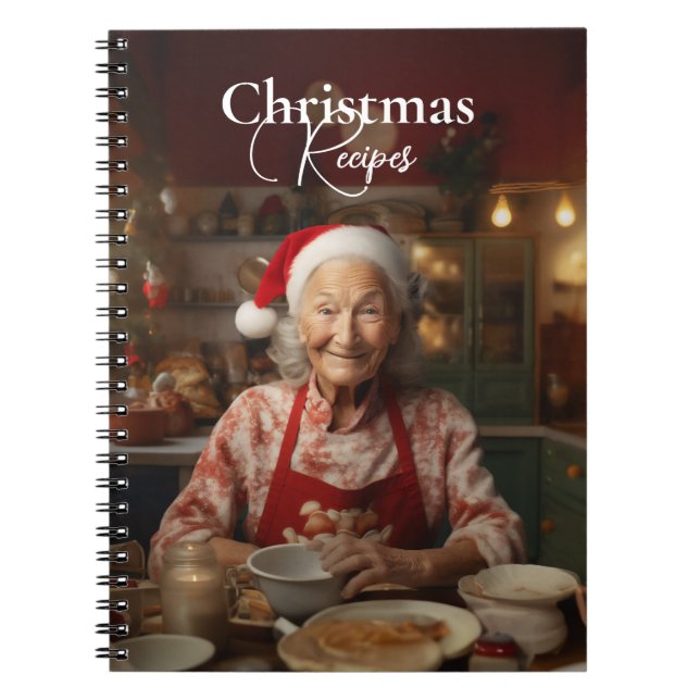 Frau Santa Baking Cake Notizblock (Vorderseite)