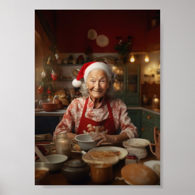 Frau Santa Baking Cake Poster (Vorne)