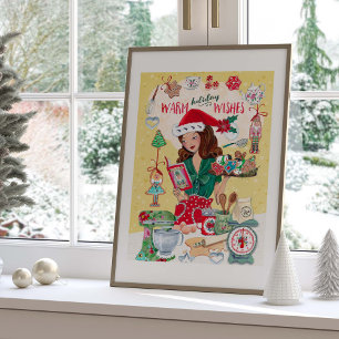 Frau Santa Chirstmas Nutcracker Cookies Küche Poster