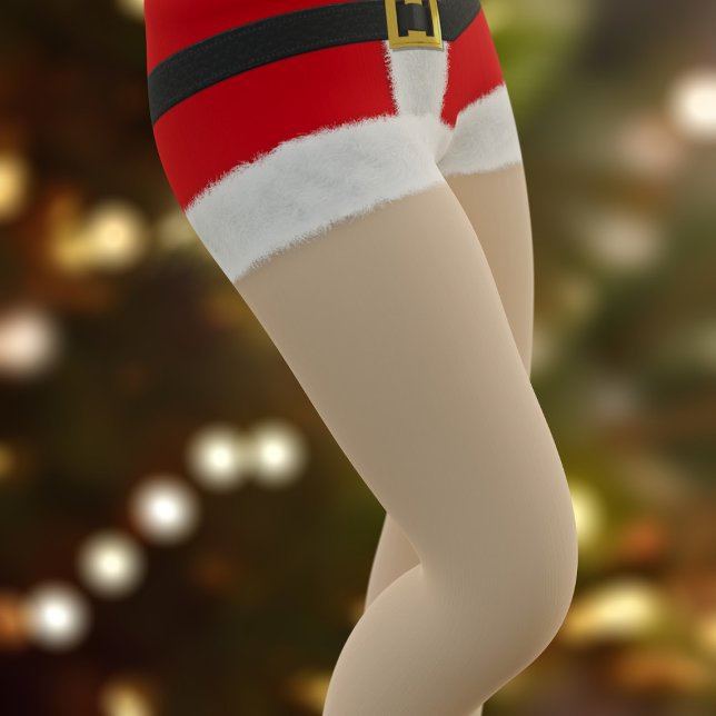 Frau Santa Claus Shorts Funny Christmas Costume Leggings (Santa hot pants! A fun and festive pair of Christmas leggings perfect for all Santa Parties)