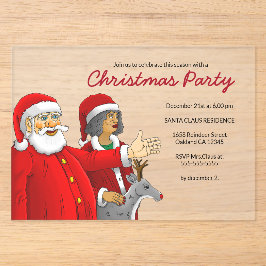 Frau Santa und Santas Weihnachtsfeier Acryleinladungen