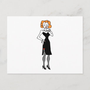 Frau schlägt einen Kuss Postkarte