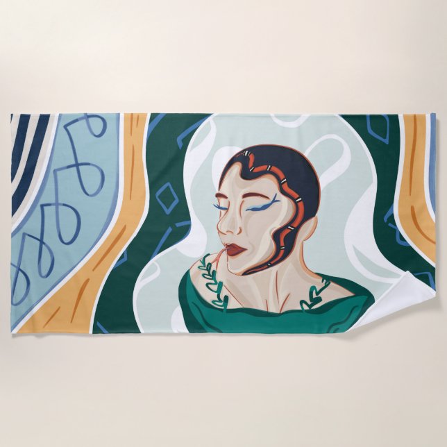 Frau Schlange - Schlangenkopfmutter Strandtuch (Vorderseite)