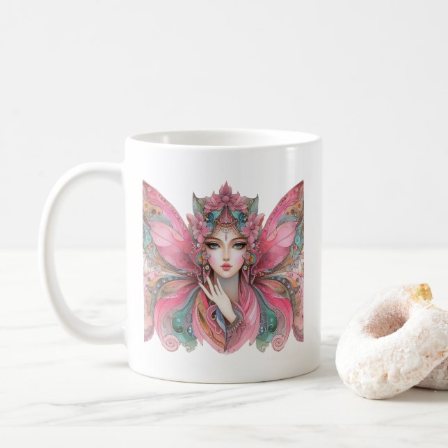 Frau Schmetterling Kaffeetasse (Mit Donut)